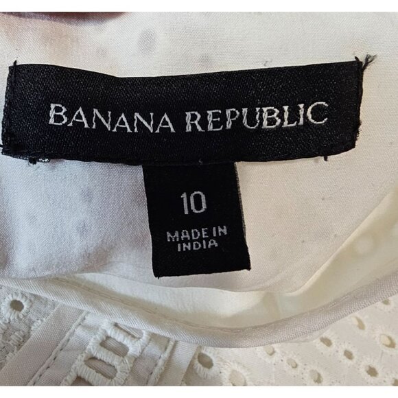 Banana Republic Womens 10 Eyelet Fit & Flare Cream Dress - Picture 16 of 16